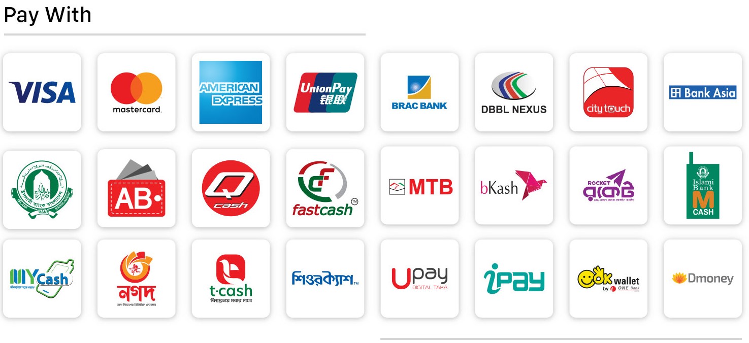 Net Banking, Credit Cards or Mobile Banking